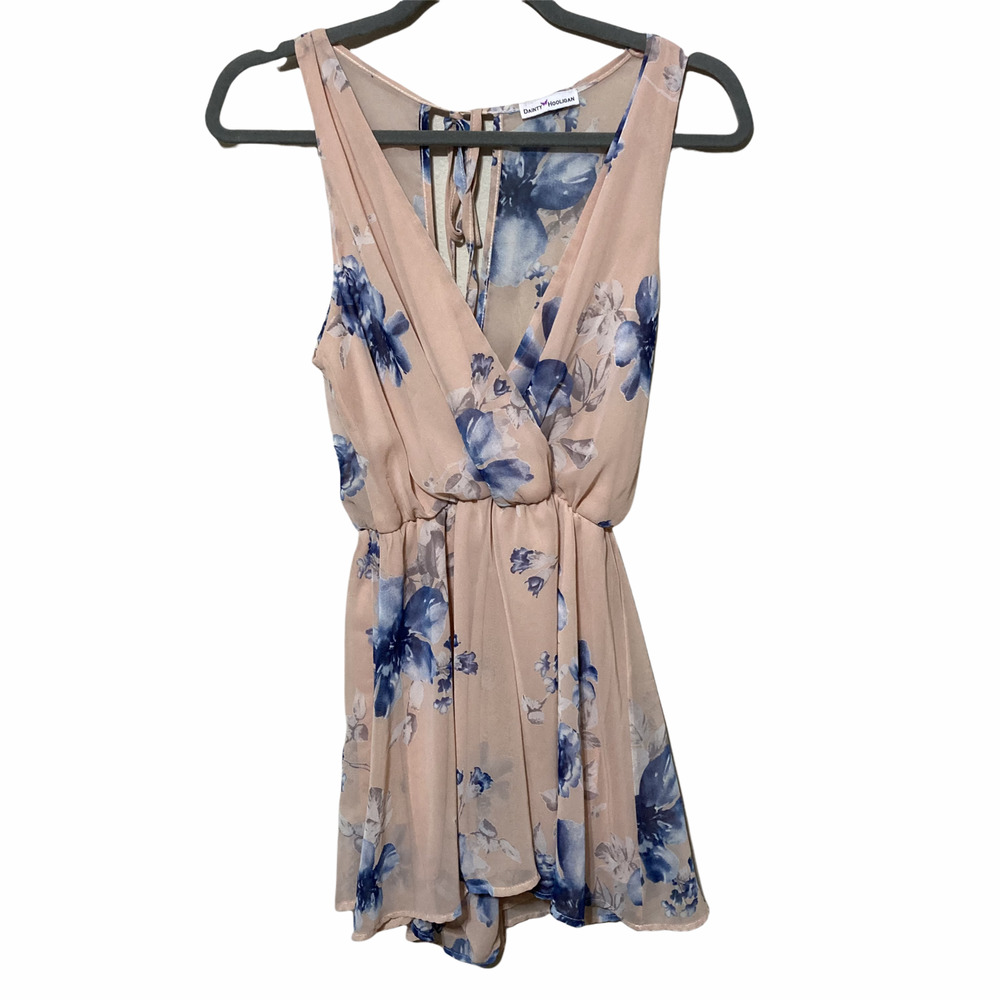 Dainty Hooligan Womens V-Neck Floral Faux Wrap Top Size Small Pink Blue